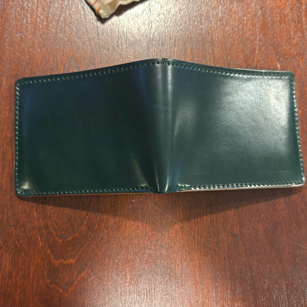 Ashland leather Johnny the fox in green shell, with reverse interior